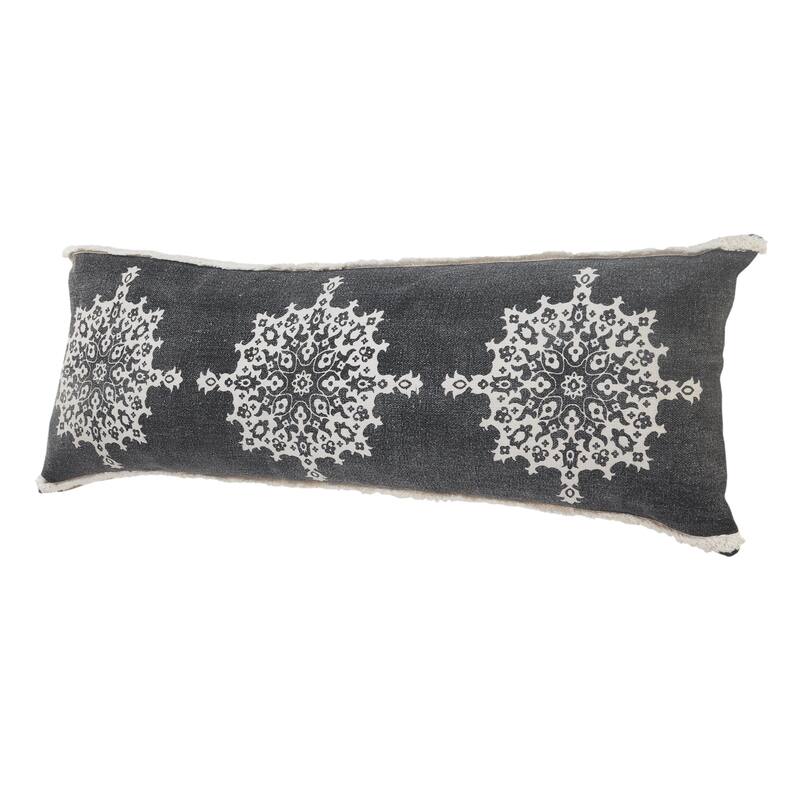 Sevita Casual Floral Mandala Medallion Lumbar Pillow with Tufted Border