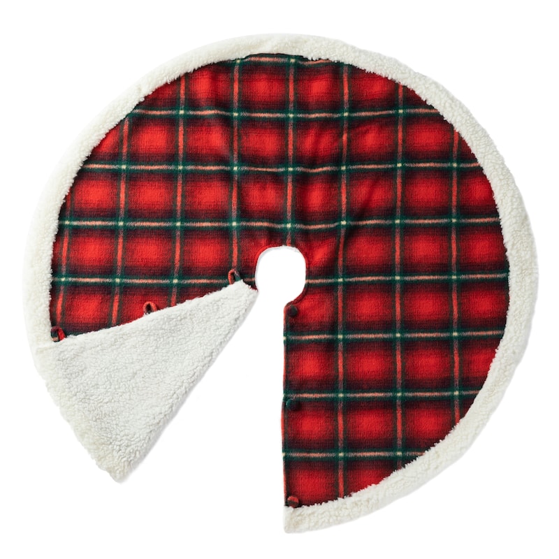 Glitzhome 48"-52"D Knitted Polyester Christmas Tree Skirt