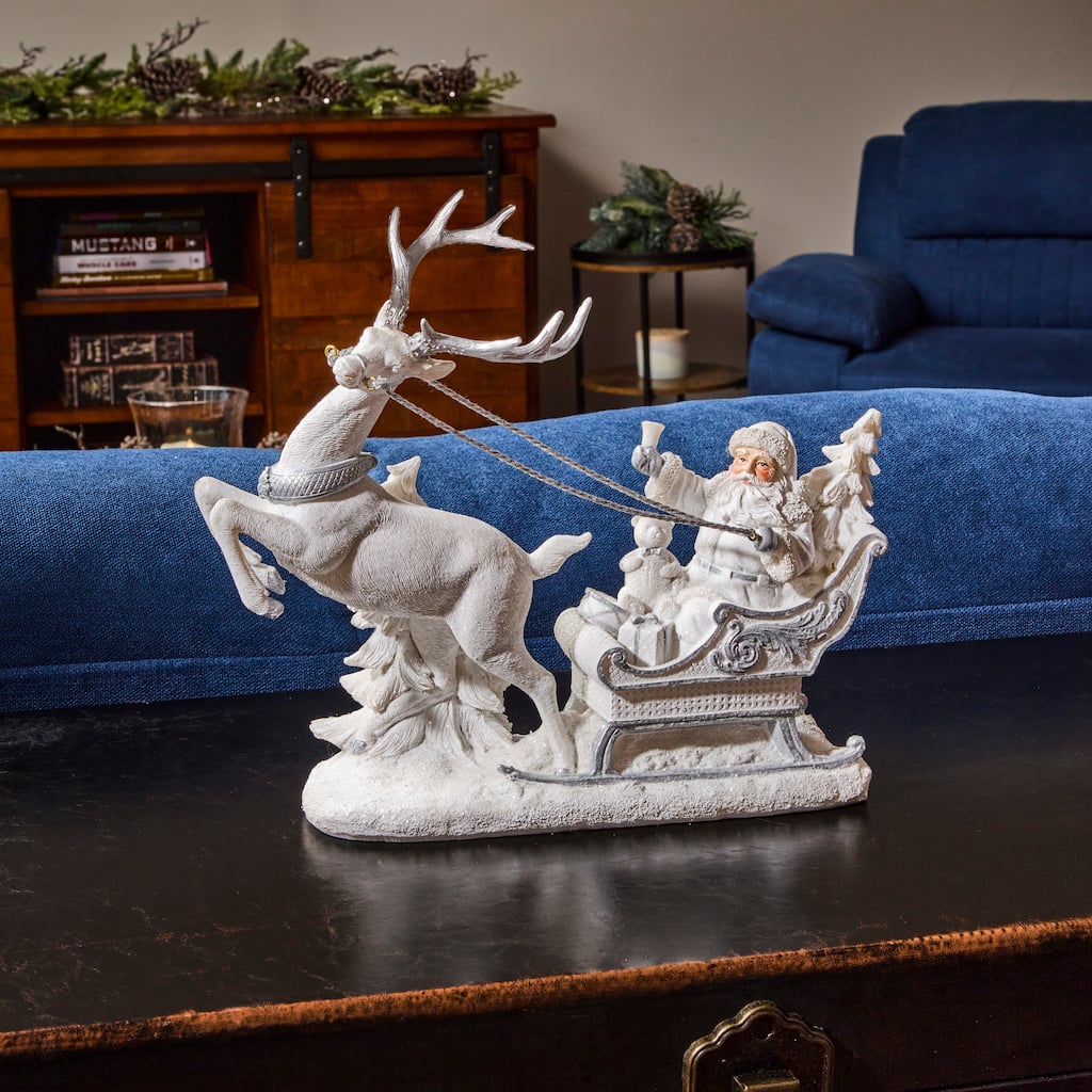 11" Resin Santa On Sleigh