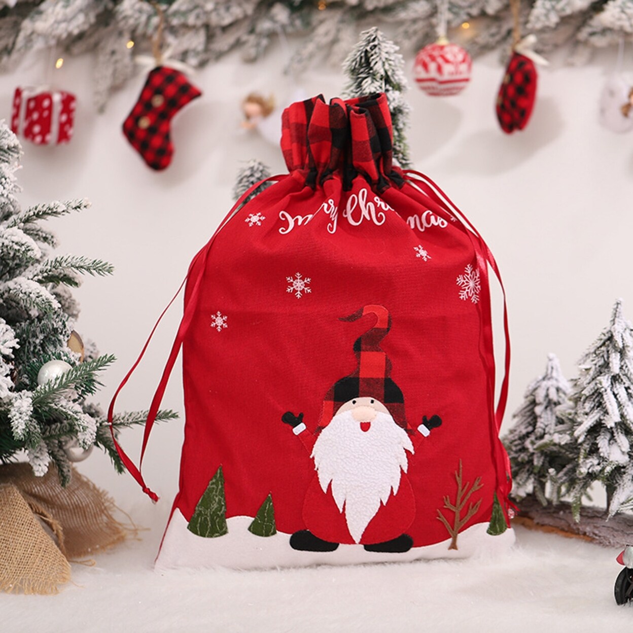 Gift Bag Santa Claus Pattern Ornamental Large Capacity Christmas