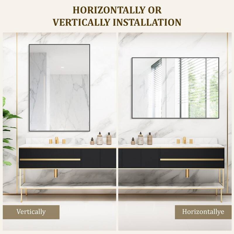 Black Modern Aluminum Square Mirror for Living Room