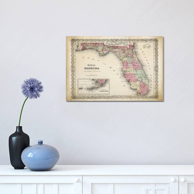 iCanvas "Florida Map, 1863" by PatentPrintStore Canvas Print - 12x18x1.5