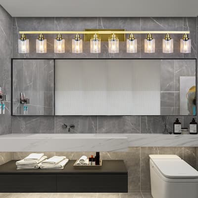 10 Light Gold Vanity Lights for Mirror, 52inch Modern Gold Bathroom Wall Lighting for Bedroom, Living Room