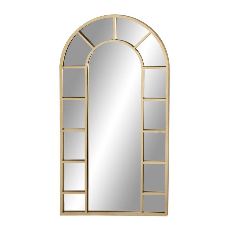 Black or Gold Metal Window Pane Inspired Room Wall Mirror with Arched Top