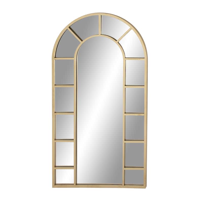 Metal Arched Window Pane Wall Mirror with Arched Top - Gold or Black - Roche River Decor