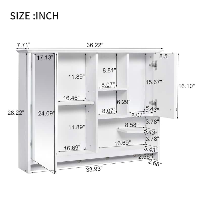36 Inch Wall Mounted Medicine Cabinet