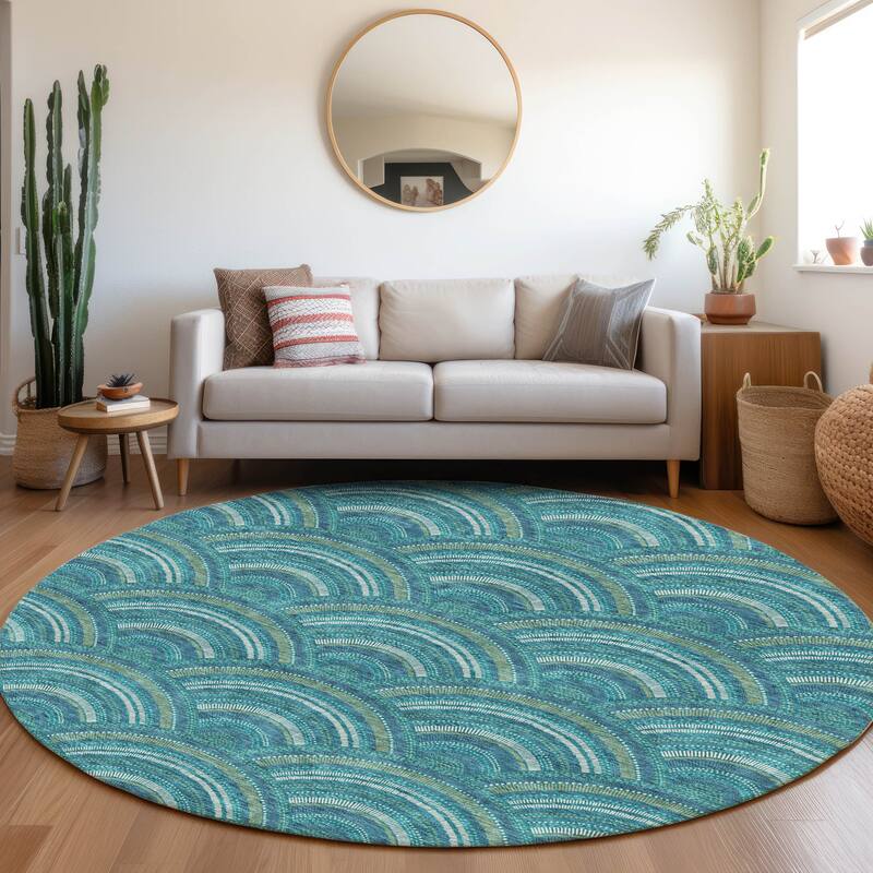 Premium Washable Super Soft Transitional Stacks Mayfield Rug - Teal - 8' x 8'