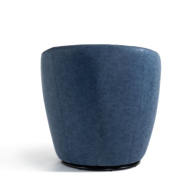 Faux Leather Swivel Barrel Accent Chair for Living Room