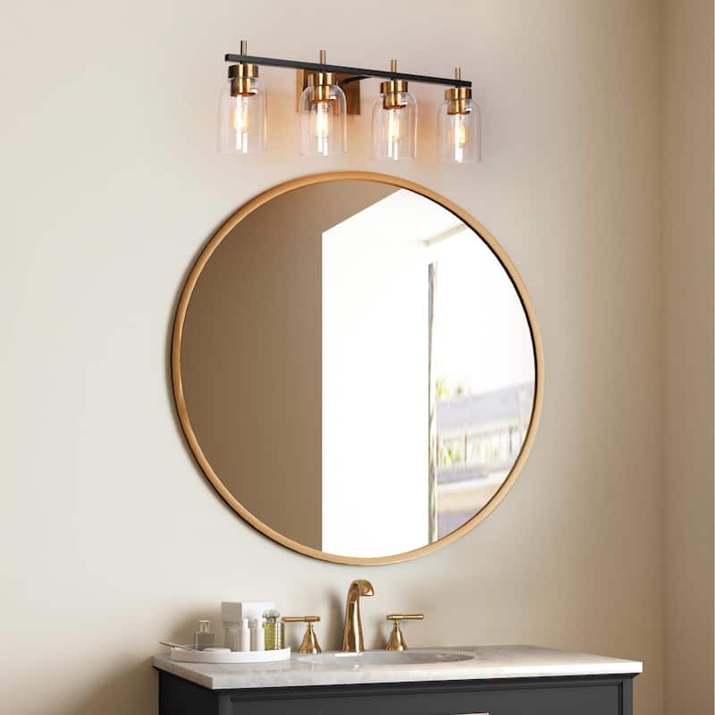 Modern Black Gold 2/3-Light Bathroom Vanity Lights Linear Wall Sconces for Powder Room