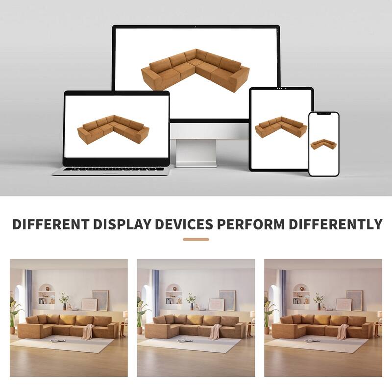 Modular L Shaped Sectional Sofa, Luxury Upholstered Floor Couch Set, 5 PC Free Combination Sofa Set Convertible Sleeper Sofa Bed