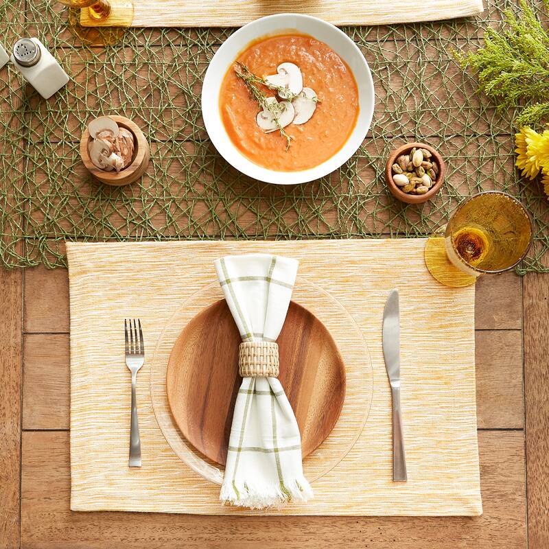 Light Grey And Off-White Tonal Recycled Cotton Slubby Rib Placemat (Set of 6) 13x19