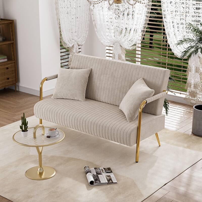 Ouyessir Upholstered Loveseat, Tufted Back Couch, Accent Armchair with 2 Pillows