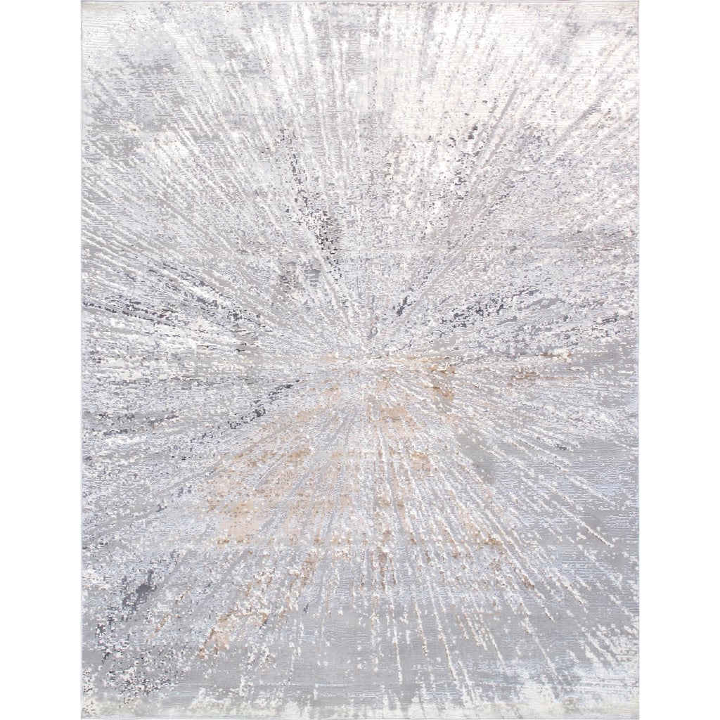Pasargad Home Starburst Design White/Grey Area Rug