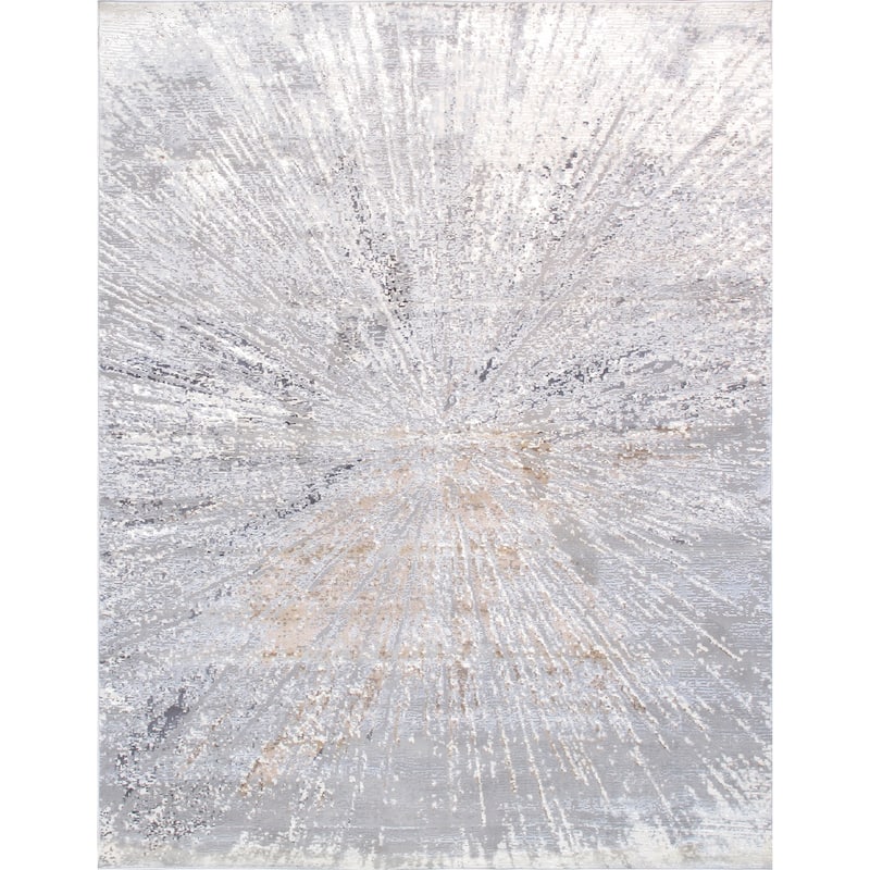 Pasargad Home Starburst Design White/Grey Area Rug - 3' 0'' X 5' 0'' - White/Grey