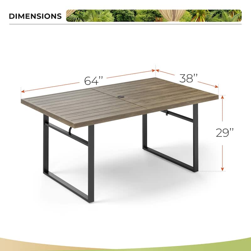 Outdoor U-Shaped Dining Table with Wood Grain Heat Transfer Printing Process - N/A