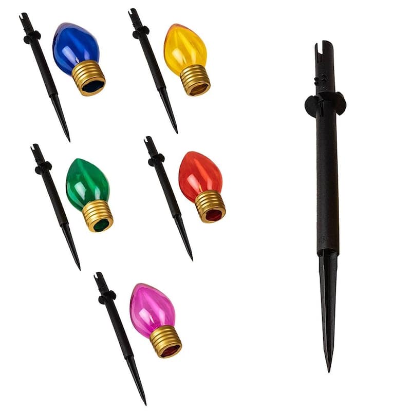 Novelty Lights 5 Light Jumbo LED C7 Multi Color Pathway Light Set, 6 Feet
