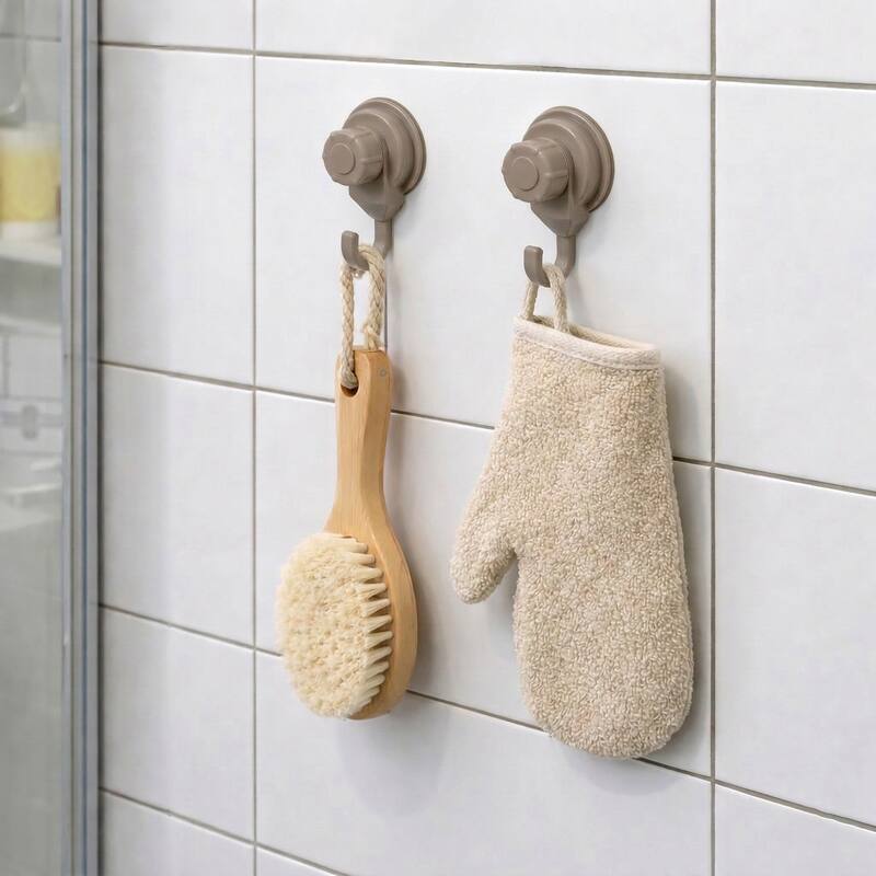 Set of 2 Strong Hold Vacuum Suction Cup Hooks for Shower