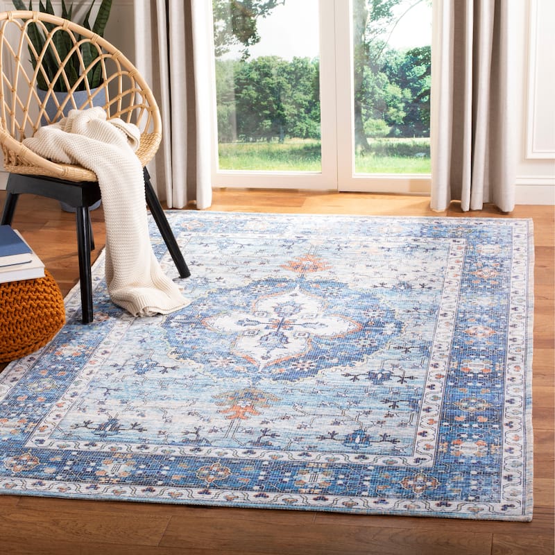 SAFAVIEH Handmade Saffron Shawnee Modern Tribal Cotton Rug - 5' x 8' - Blue/Ivory