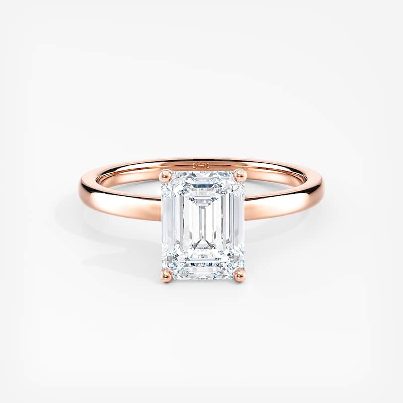 Auriya 14k Gold 0.50ctw Emerald Ribbon-Halo Lab Grown Diamond Engagement Ring - Rose - 4