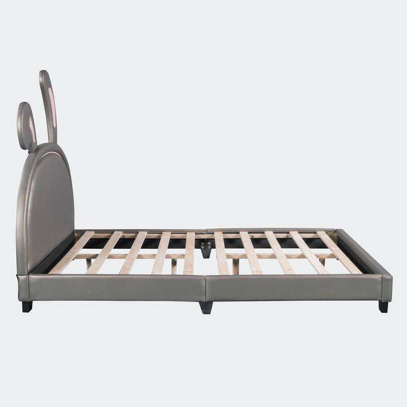 Full Size Upholstered Leather Platform Bed