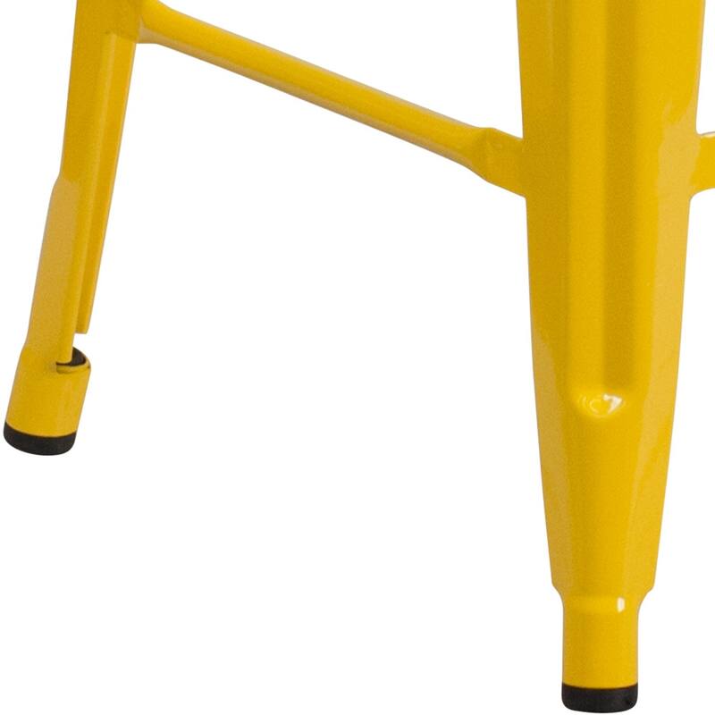 24" High Backless Metal Indoor-Outdoor Counter Height Stool w/Square Seat