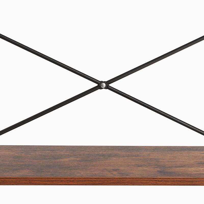 Black Metal 5-Tier Ladder Shelf with Steel Frame and Industrial Rustic Wood Shelves