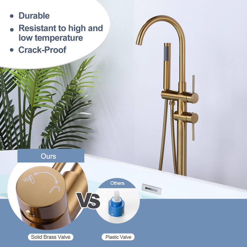 WOWOW Double Handle Freestanding Tub Faucet with Handheld Shower