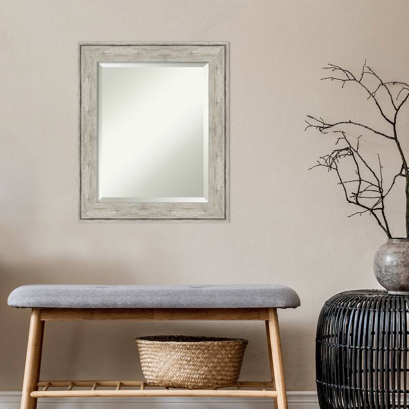 Beveled Wall Mirror - Crackled Metallic Frame - Crackled Metallic