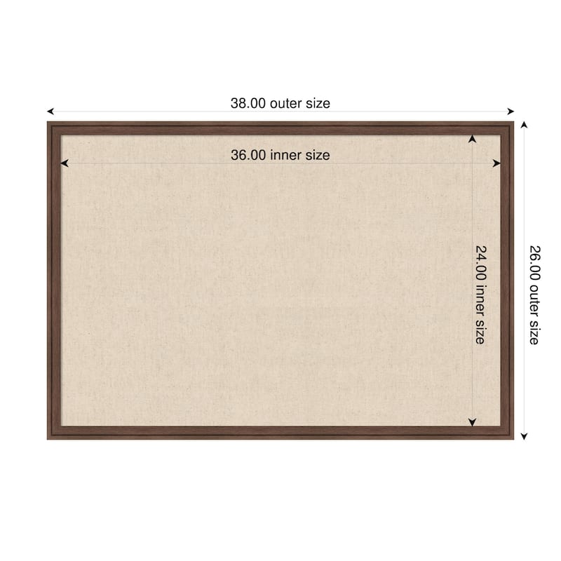 Amanti Art Framed Fabric Pinboard Natural Linen Printed Bulletin Board - Board Size 36 x 24 - Florence Medium Brown