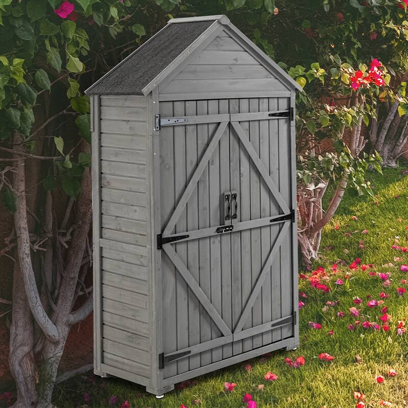 3.3 ft. W x 1.8 ft. D Wood Outdoor Storage Shed w/Detachable Shelves