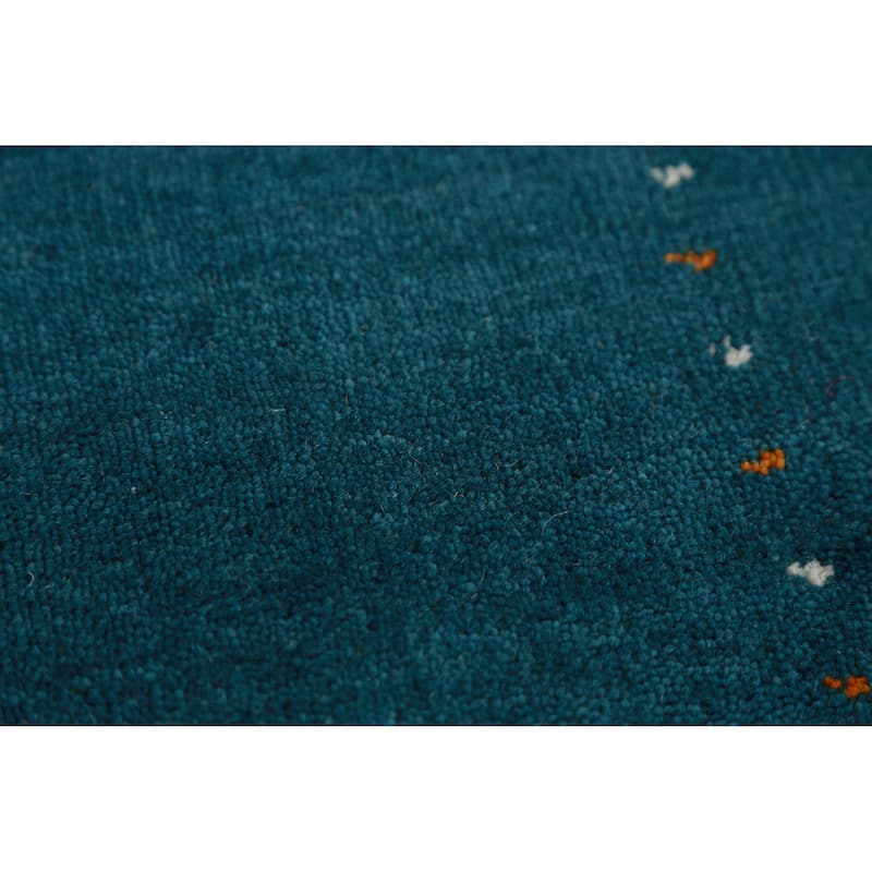 Hand Knotted Oriental 100% Wool Carpet Tribal Animal Pictorial Navy Blue & Blues Gabbeh Runner Rug - 9' 10'' X 2' 7''