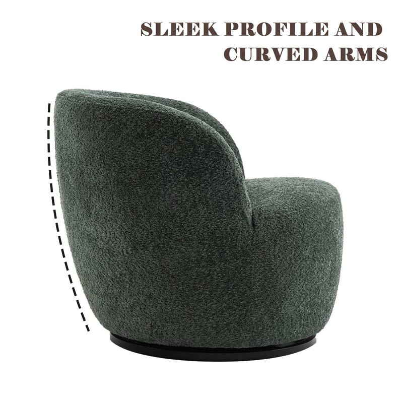 Single Fabric Modern Accent Chair 360 Degree Rotation Swivel Barrel Chairs