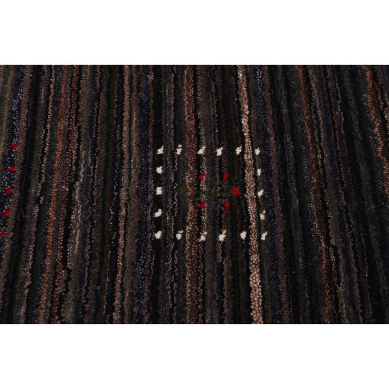 ECARPETGALLERY Hand Loomed Kashkuli Gabbeh Dark Grey Wool Rug - 5'0 x 7'11