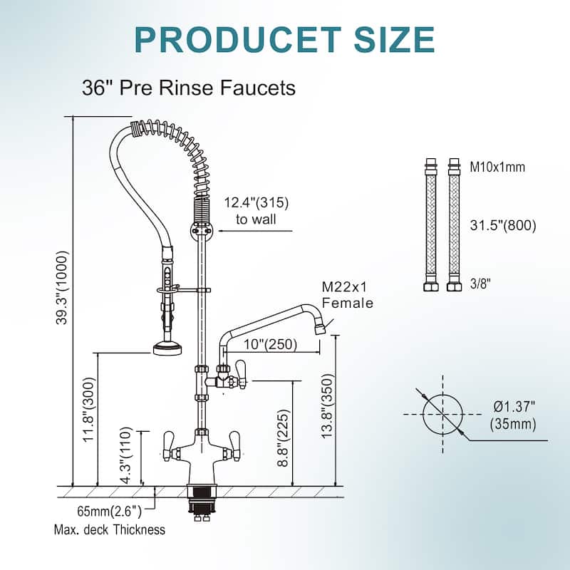 WOWOW Triple Handle Pull Down Kitchen Faucet with Pre Rinse Sprayer