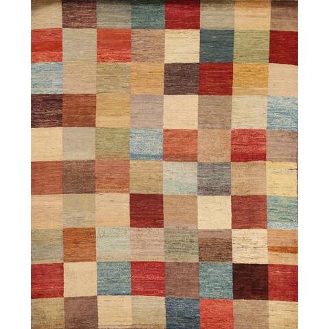 Checkered Gabbeh Kashkoli Oriental Area Rug Hand-knotted Wool Carpet - 5'0" x 6'2"