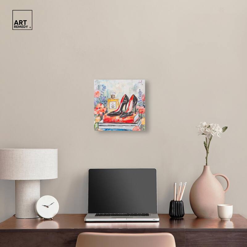 Lovely Garden Books and Heels Canvas by Art Remedy, Gallery Wrapped