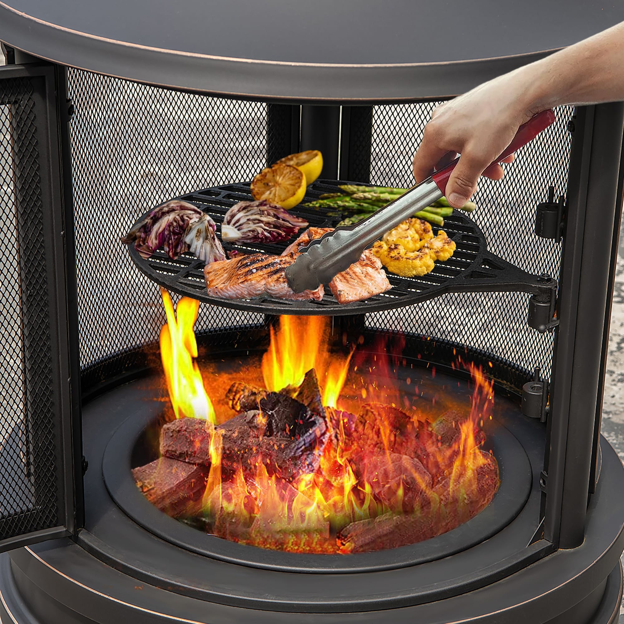 Backyard fire pit grill 2025