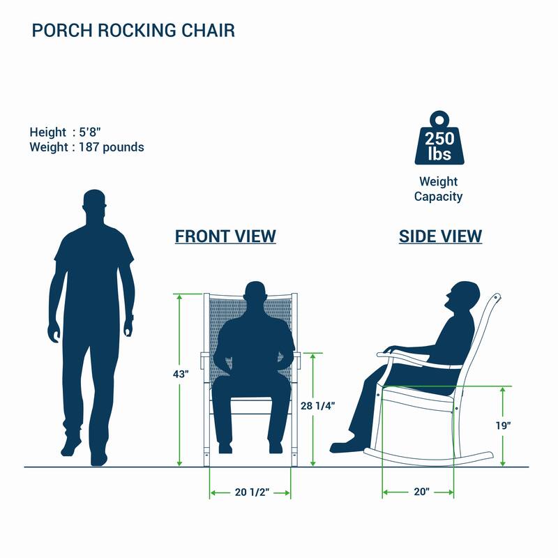 Cambridge Casual Wilmington Teak Outdoor Rocking Chair Set of 2 with Padded Woven Seat
