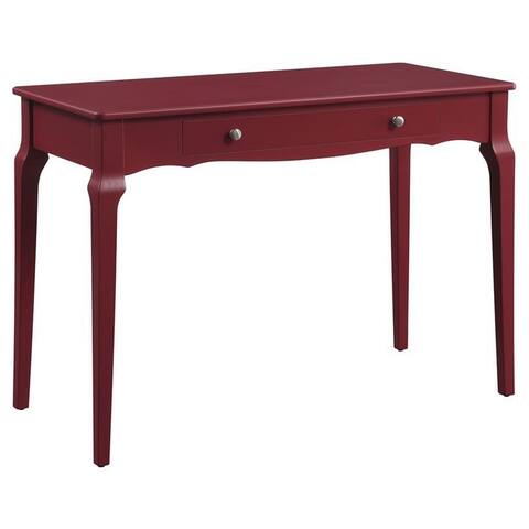 Larry 42 Inch Wood Console Sideboard Desk, Drawer, Tapered Legs, Red