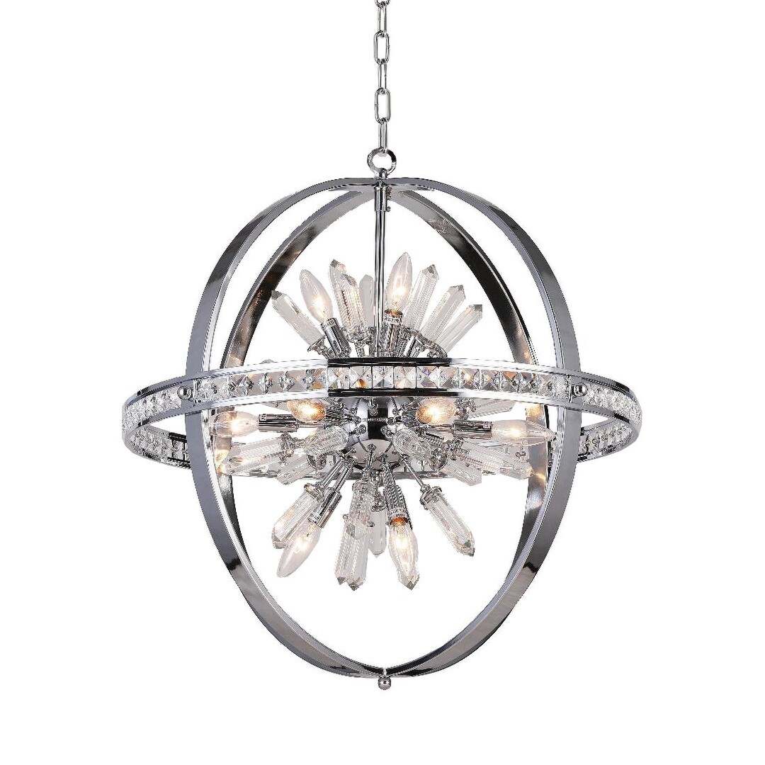 Spherical Orb Chandelier Chrome 12 Lights H 24" W 24" - Chandeliers For Bedrooms by Overstock.com