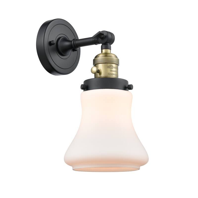 Innovations Lighting Bellmont Single Light 11" Tall Bathroom Sconce - - Black Antique Brass / Matte White