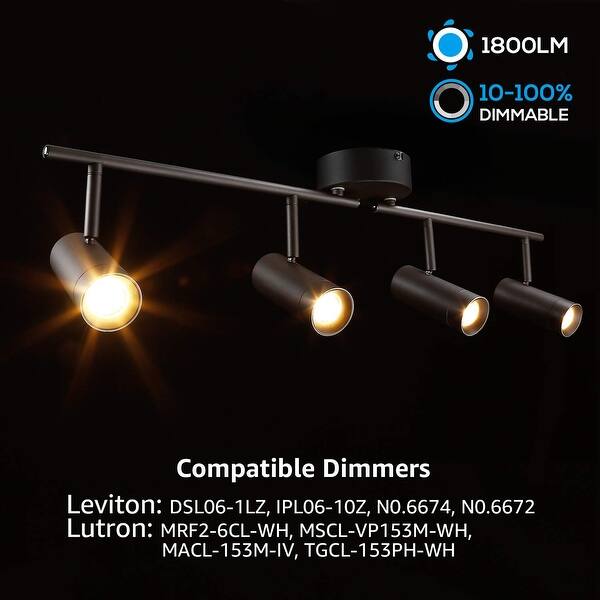 Shop 4 In 1 Led Dimmable Track Light Kit 28w Ceiling Spot Lighting 2700k Soft White Overstock 20657565