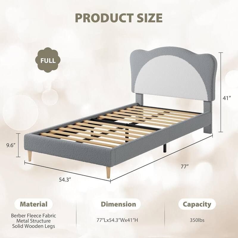 Upholstered Bed Frame, with Panda-Shaped Headboard