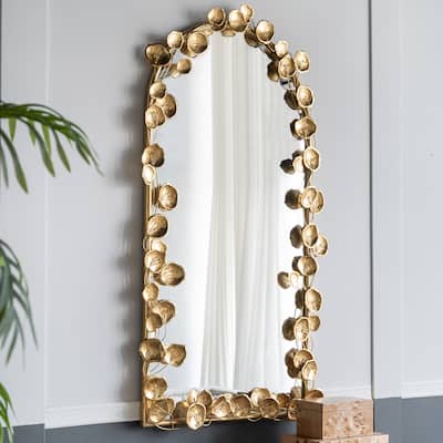 Wall Mirror with Golden Leaf Accents,Designed by CUSchoice