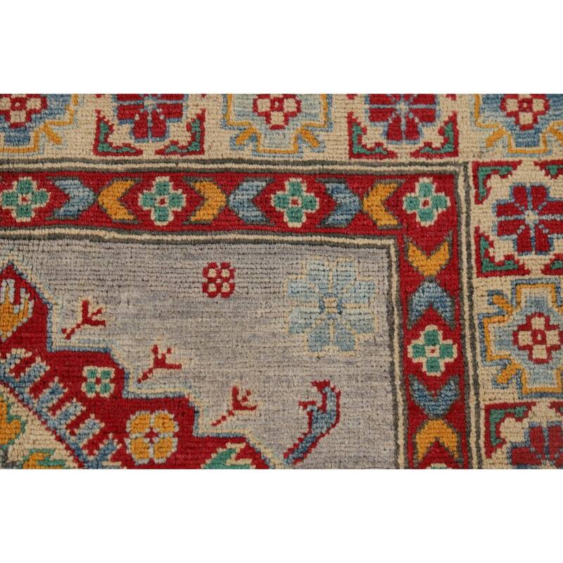 Kazak Oriental Foyer Rug Handmade Grey Wool Carpet - 3'4" x 5'1"