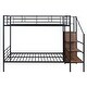 preview thumbnail 1 of 20, Full Metal Bunk Bed with Storage Ladder & Wardrobe - Modern Design Black