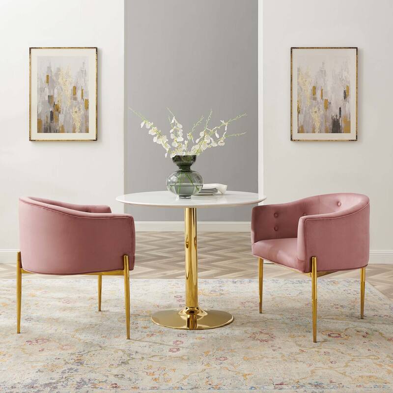 Savour Tufted Performance Velvet Accent Chairs - Set of 2 - Dusty Rose