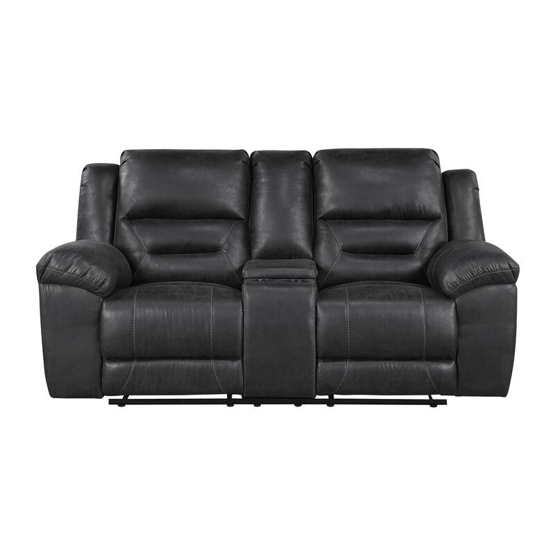 Alonzo 81" Polished Microfiber Manual Double Reclining Loveseat
