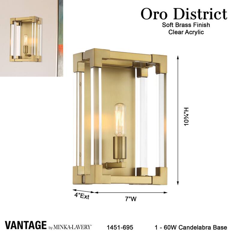 Minka Lavery 1451 Oro District 1 Light 11" Tall ADA Vantage Wall
