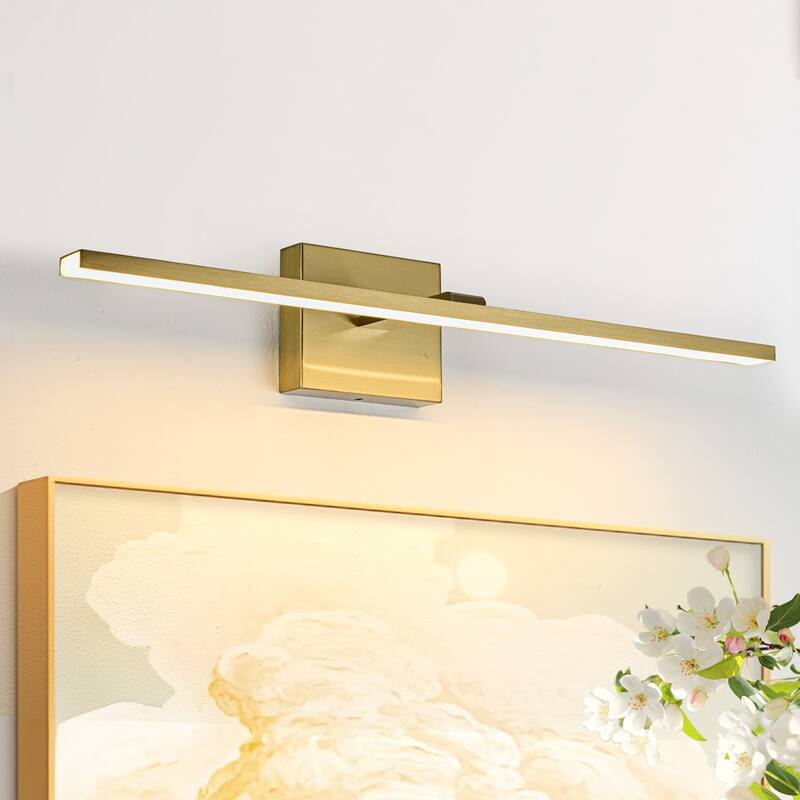 Minimalist Linear LED Vanity Light Dimmable Wall Sconce Light Bar - Brass